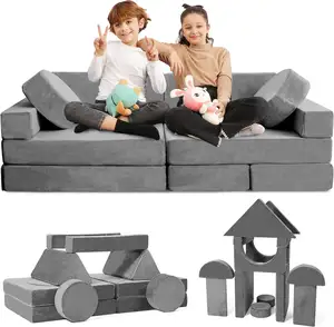 14Pc Soft Kid Sofá Muebles Modular Plegable Play Couch Kids Sofá Muebles