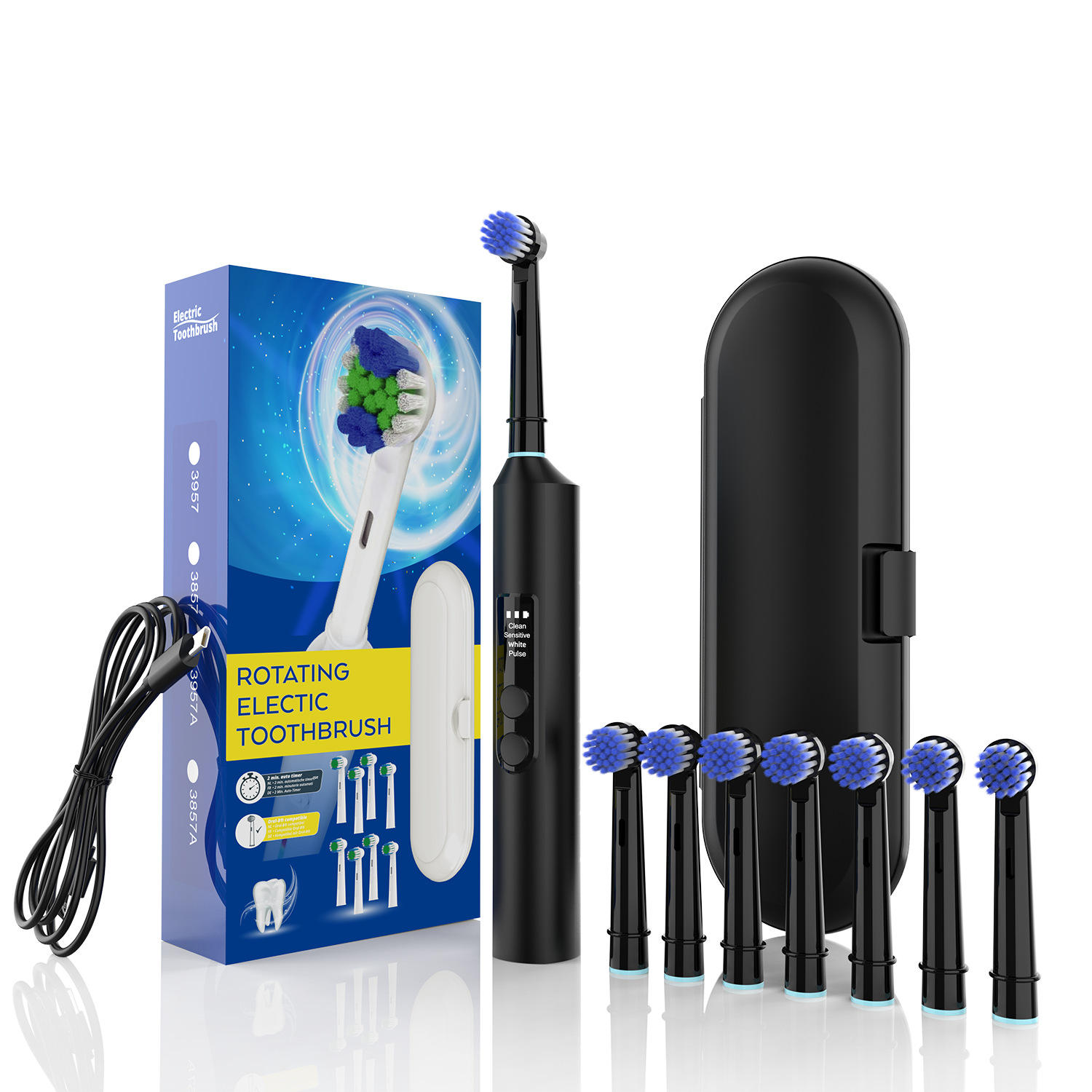 3857A Rotary Toothbrush - Black [SB-20 Extra Soft Bristle]