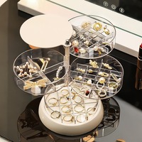 Rotation Clair PS Bijoux Organisateur Boîte Multicouche Compartiment Rond De Stockage pour Boucles D'oreilles Goujons Colliers Montre Perles