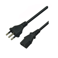 Câble d'alimentation CA italien à 3 broches, 10 ampères, 250 volts CA, prise de type L vers câble C13/C8/C5 pour ordinateur, ordinateur portable et plus encore