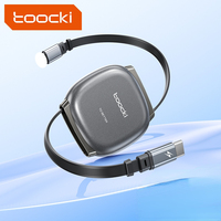 Câble de charge rapide rétractable Toocki 27W C-L 100cm, réglage à 7 niveaux et stockage magnétique pour iPhone 8-14 et ordinateur