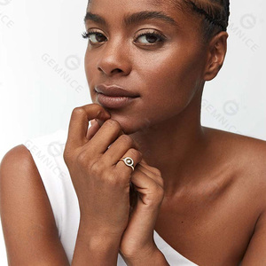 Bague chevalière en argent sterling 925 Disc Pave <span class=keywords><strong>diamant</strong></span> dot halo - Product Image 3