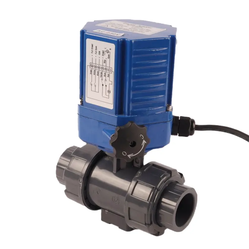 24V 220V Remote Modulating Proportional Automatic Water Valve 110V 2 Way UPVC Double Union Smart Electric Ball Valve