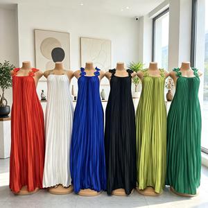 Robe d'été élégante grande <span class=keywords><strong>taille</strong></span> pour femme, style africain, sans bretelles, à fleurs, décontractée, sexy, plissée, longue, type camisole - Product Image 1