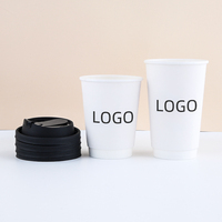 8oz 12oz 16oz 20oz 24oz logo personnalisé, tasse en papier recyclé boisson froide/chaude, ensemble de tasse à café en papier jetable avec couvercle et manchon