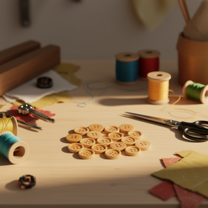 กระดุมไม้ Ilan ขนาด 15 มม. 30 ชิ้น อุปกรณ์เย็บผ้างานฝีมือไม้ธรรมชาติ - Product Image 2