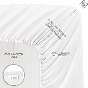 Lenzuolo Piatto TC300 100% <span class=keywords><strong>Cotone</strong></span> Raso Certificato OEKO-TEX Ecologico Tinta Unita 81x105 Pollici Bianco per Hotel - Product Image 4