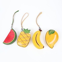 Nieuwe Echt Lederen Fruit Sleutelhanger Hangertje Rits Opbergzak Cartoon Kinderen Schattige Zomer Fruit Portemonnee Tas Accessoire
