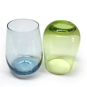 LANGXU, vidrio soplado a mano degradado azul verde, copa de vino coloreada, bebidas, copas de vino transparentes