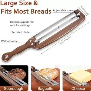 Adjustable Wooden <b>Bread</b> <b>Knife</b> Stainless Steel Blade 10-11.9 In Kitchen Baking Tool For Sourdough And Toast Slicing - Product Image 5