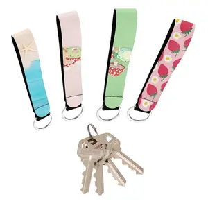 Wholesale Multiple Shapes Neoprene Keychain Custom Logo Wrist Strap Keychains