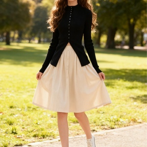 เสื้อสเวตเตอร์ถักแบบกระดุมแถวเดียวพร้อมลายริบบิ้น เสื้อสเวตเตอร์แขนยาวสีพื้นสำหรับผู้หญิง แฟชั่นเสื้อกันหนาวฤดูใบไม้ร่วงและฤดูหนาว - Product Image 4