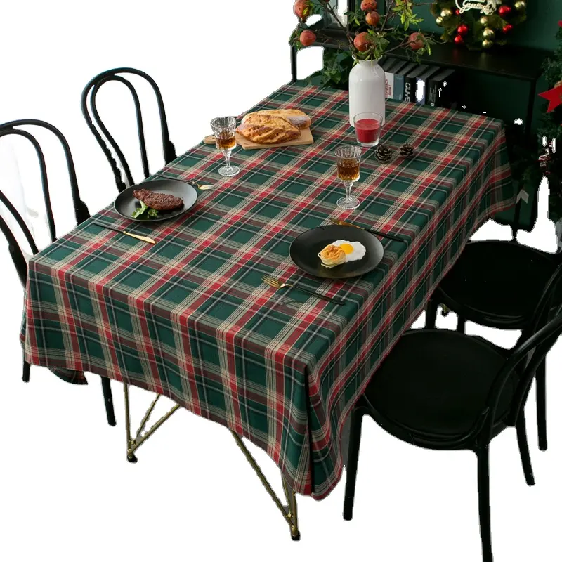 Christmas Tablecloth Green and Red Plaid Tablecloth Christmas Decorations Polyester Rectangle Checkered Table Cloths