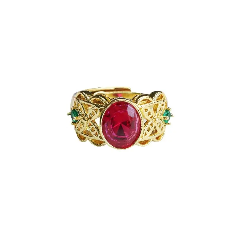 Queen of disini cincin safir Redf cincin potongan batu permata wajah Oval antik modis 18k cincin emas kuning