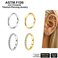 Anneau de nez articulé en titane G23 ASTM F136 avec zircon, clicker de septum, boucles d'oreilles créoles, piercing Daith Lelix, bijoux de corps pour mariage