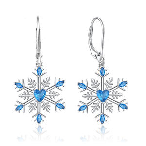 2025 Navidad 925 Plata de Ley Corazón Azul copo de nieve pendientes colgantes Europeo Americano de lujo de gama alta fiestas de moda - Product Image 2