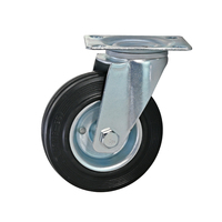 Roue pivotante industrielle en caoutchouc de 5 pouces, capacité de charge de 80 kg, bande de roulement en caoutchouc de 32 mm de large, roue pivotante pour chariot, chariot à roulettes, chariot à main
