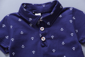 ชุดเสื้อผ้าเด็กผู้ชายลำลองฤดูร้อน 2 ชิ้น ผ้าโพลีเอสเตอร์/คอตตอน เสื้อยืด กางเกงขาสั้น - Product Image 4