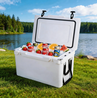 Glacière à roulettes 75QT réutilisable, grande capacité, moderne, portable, en plastique PE rotomoulé, isolée, pour usage extérieur, pour aliments et canettes