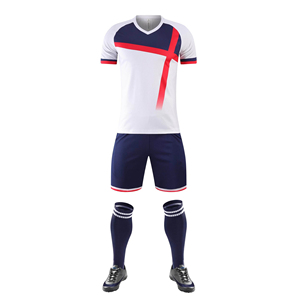 Ensemble d'uniformes de football pour hommes, col en V, manches courtes, maillot noir, blanc, rouge, bloc de couleurs, kit de football respirant, vêtements de sport - Product Image 4