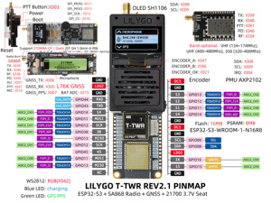 LILYGO-Placa DE DESARROLLO DE walkie-talkie, módulo OLED PMU AXP2102, GPS, GNSS, transceptor RF, 1,3 pulgadas, 1,3 pulgadas - Product Image 6