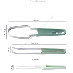 Vente en gros Syh178 Ustensiles de cuisine en acier inoxydable : Fourchettes à fruits, Couteau trancheur et Coupe-pastèque 3 en 1 pour fêtes, camping et voyages - Product Image 3