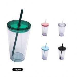 New Arrival 16oz Double-layer Eco-Friendly Modern <b>Cup</b> Fashion Borderless Summer Simple Outdoor Portable <b>Straw</b> <b>Cup</b> - Product Image 3