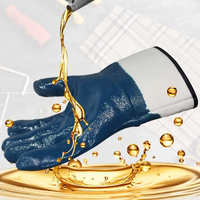 Gants de travail de sécurité en nitrile enduit de coton bleu haute résistance CE EN388 3111X, pour l'industrie pétrolière, les mécaniciens, protection des mains