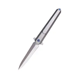 Couteau de poche pliant Couteau de survie haut de gamme OEM/ODM Couteau d'extérieur Poignée en titane