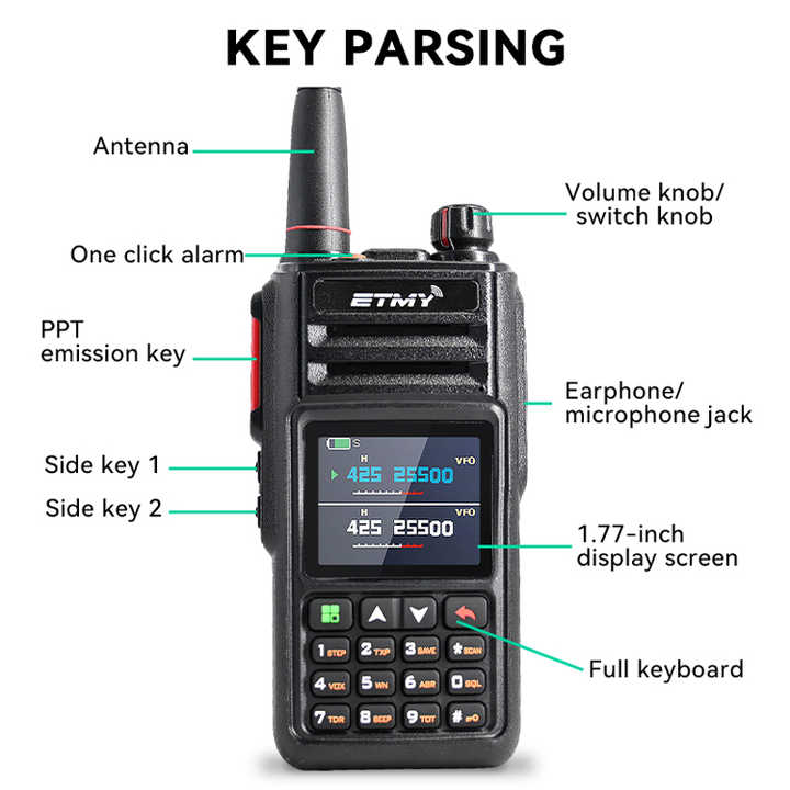 Ecome IP68 Waterproof Walkie Talkie - Dual Band Tactical Radio