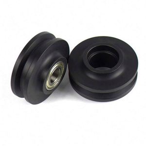 WEKIS Barn Door Sliding Hardware <b>Kit</b> with Brass Pulley Rollers for Modern Hotel Use Black Finish 250lbs Capacity - Product Image 2