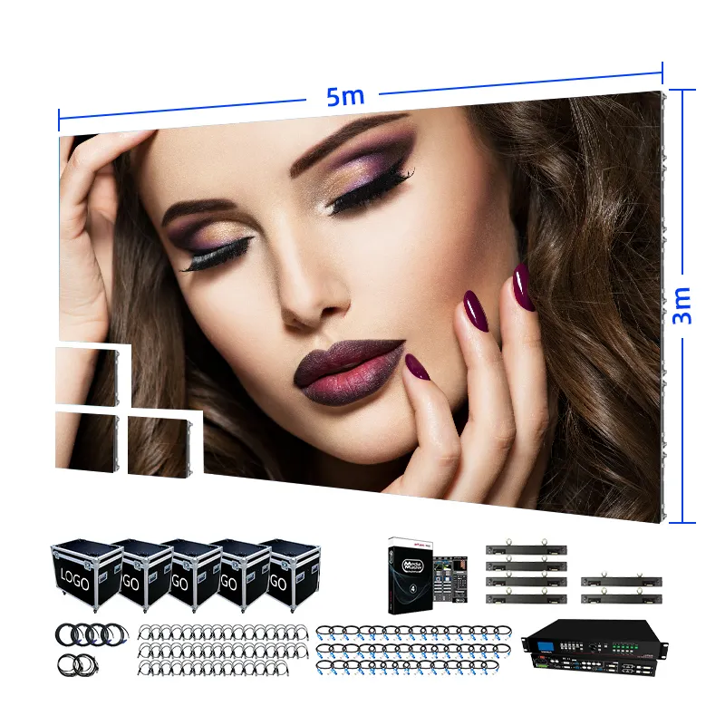 5m X 3m Kit schermo LED per esterni 3.91 4.8 Truss LED Video Wall sistema di supporto a terra 3mm Pixel Pitch Display a LED modulare nero