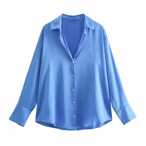 Chemisier Femme Été 2025 <span class=keywords><strong>Chic</strong></span> Tendance Vintage à Manches Longues, Blouse Classique en Satin Texturé, Hauts Décontractés Élégants - Product Image 1