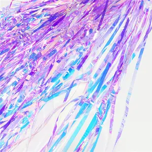 Wedding Birthday Holiday Party Shiny Colorful Foil Fringe For Decoration Laser Tinsel Fringe Curtains