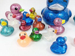 Rubber Small Glitter Ducks <b>Bath</b> Plastic Floating Kids Shower Baby Toy Colorful Mini Yellow Duck for Children - Product Image 5