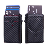 Tempat ponsel magnetik Vintage, dompet serat karbon, tempat kartu Rfid, dompet aman untuk pria