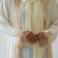 Ensemble Abaya Élégant en Dentelle Brodé Personnalisé, Kaftan Turc Longueur Ras du Sol, Tenue Décontractée pour Fêtes, Doux et Respirant, Vente en Gros