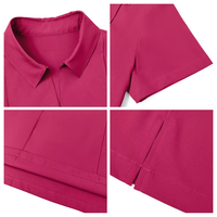 Setelan Scrub Kerah Polo Warna Solid Celana Sedikit Melebar Unisex Pakaian Kerja Dokter/Perawat Dua Potong Poliester Dobby Custom OEM Baru