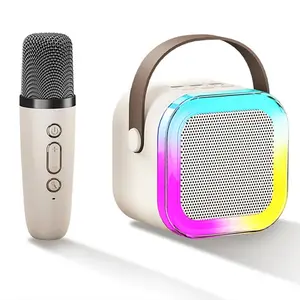 K12 Speaker nirkabel portabel lampu LED, mikrofon Bluetooth nirkabel Speaker Karaoke Audio