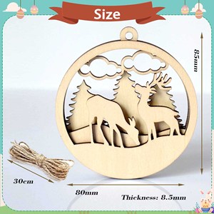 Échantillons Gratuits Pendentifs en Bois 3D de Noël Décoration de Noël pour la Maison Flocon de Neige Cerf Décoration d'Arbre de Noël Pendentif en Bois - Product Image 3