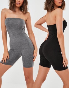 Nouvelle arrivée de Combinaison grise sexy à épaules dénudées pour femmes, combinaison une pièce de haute qualité avec <span class=keywords><strong>bandeau</strong></span> - Product Image 4