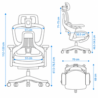 Chaise ergonomique à assise en mousse, soutien lombaire dynamique, inclinaison à 150°, dossier à 4 niveaux, repose-pieds floqué, base en aluminium, roulettes silencieuses en PA