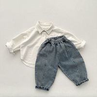 Celana Jeans Anak Musim Semi dan Gugur, Celana Denim Longgar untuk Bayi Laki-laki, Celana Kasual Modis untuk Anak-anak