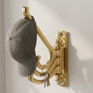 AK Brass Triple Door Shape Wall <b>Hook</b> Polished Brass Finished <b>Decorative</b> <b>Coat</b> Hanger Metal Wall Hanger Home Interior Decor - Product Image 3
