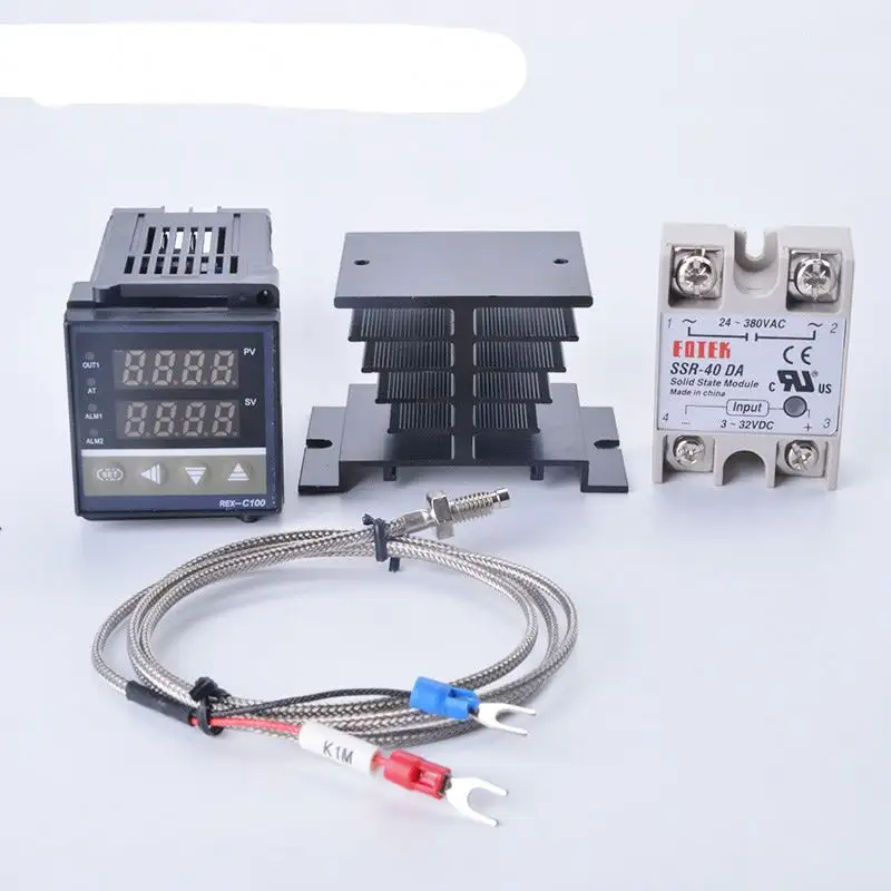 Dijital PID sıcaklık kumandası REX-C100 REX C100 termostat + 40DA SSR röle + K termokupl 1m Probe RKC