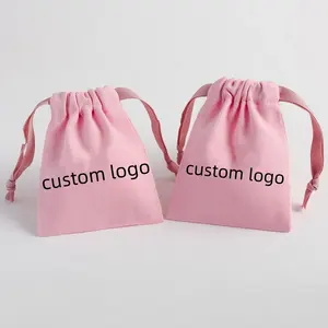 Embalagem com cordão de algodão orgânico rosa personalizado para negócios de luxo com logotipo personalizado/saco de pó para sapatos