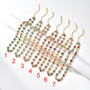 Collier à chaîne avec pendentif en zircon multicolore, plaqué or 18 carats, en acier inoxydable, bijoux pour mariage, fête, tenue de mariée - Product Image 2