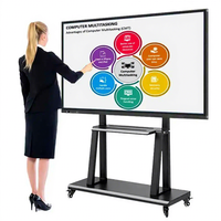 Tableau blanc interactif intelligent pliable 4K de 65 pouces, écran tactile 20 points, diffusion sans fil, écran plat LCD, alliage d'aluminium noir