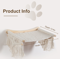 Ropecube Lit hamac mural moderne pour chat avec étagère en bois et corde en coton, pour usage intérieur, salon et parc, mobilier de couchage pour chat