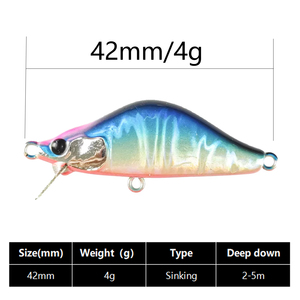 Leurre dur coulant de conception japonaise OEM/ODM pour la pêche en eau douce au bar et à la <span class=keywords><strong>truite</strong></span>, 42mm 4g, mini crankbait - Product Image 2